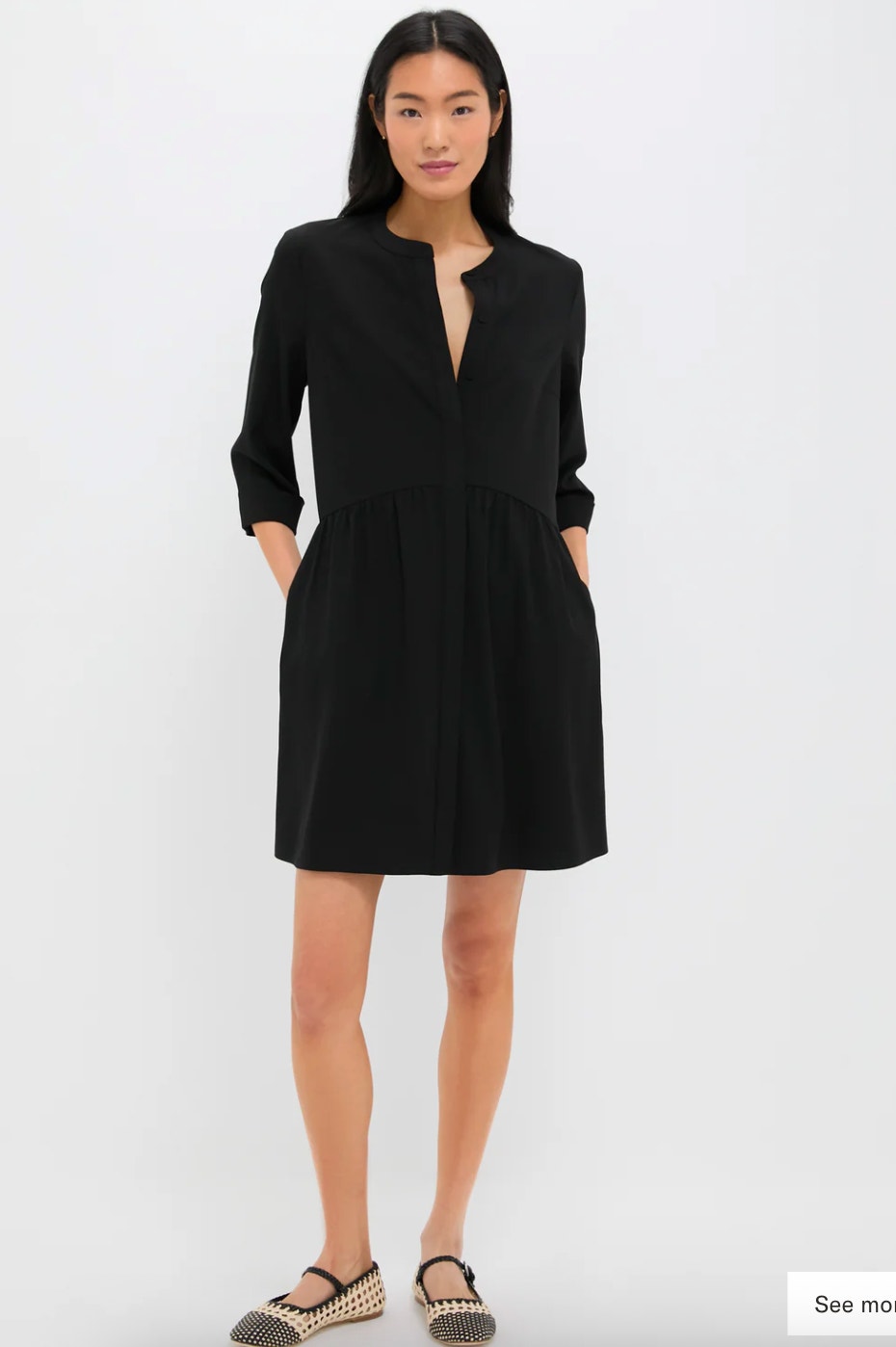 Tuckernuck Black Stretch Crepe Royal Shirt Dress